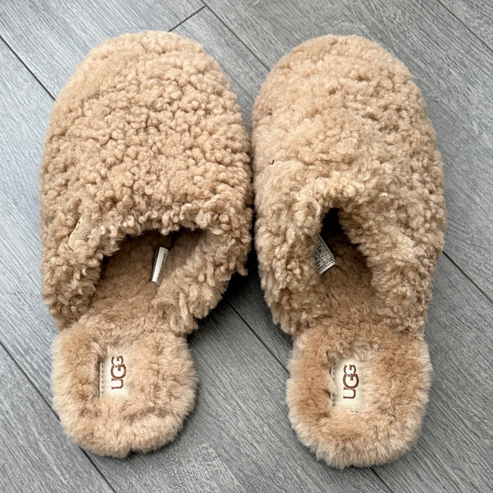 UGG Beige Plush Slippers
